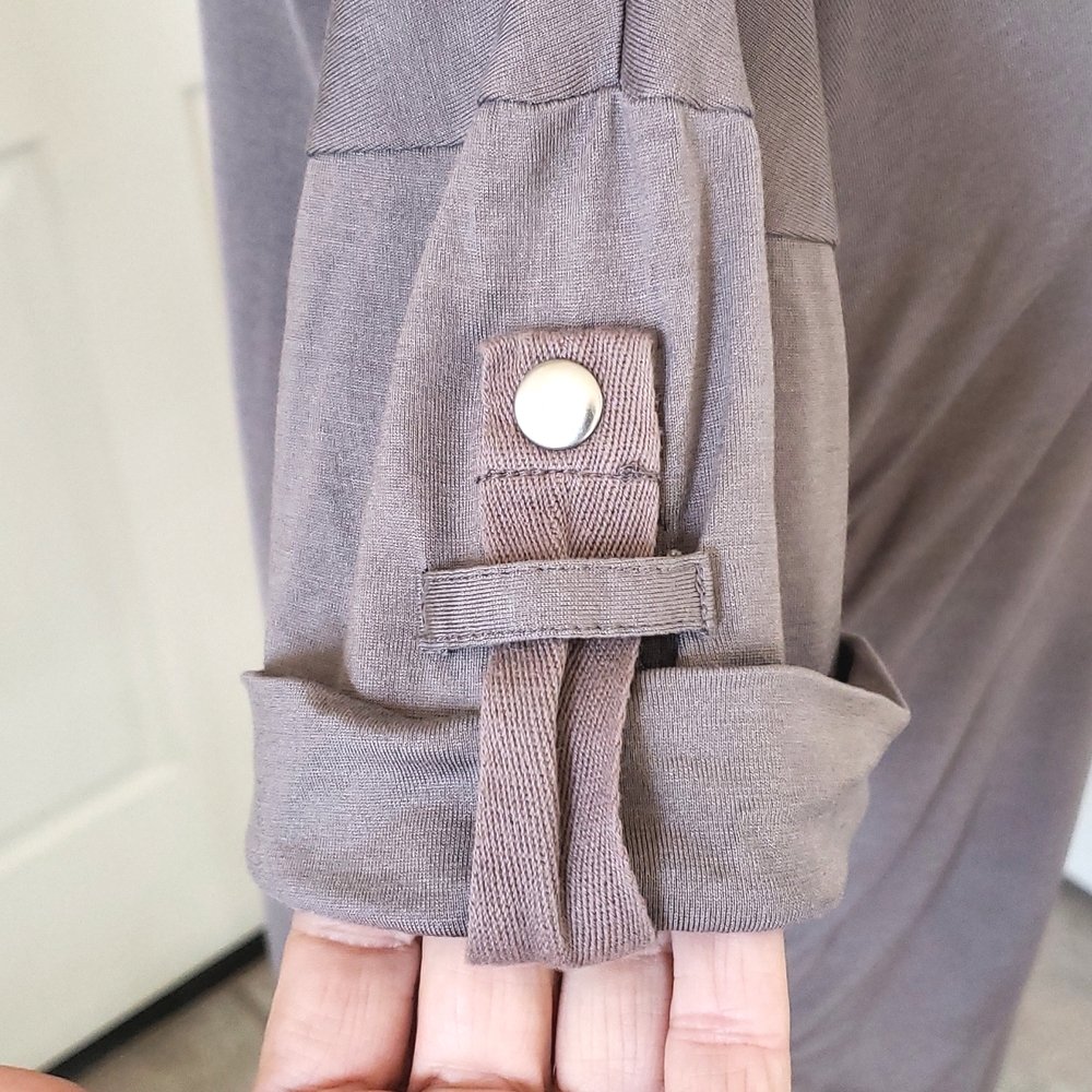 Banana Republic Silk Knit T‑Shirt Dress Taupe Gray Neutral Minimalist • MEDIUM - Picture 7 of 10